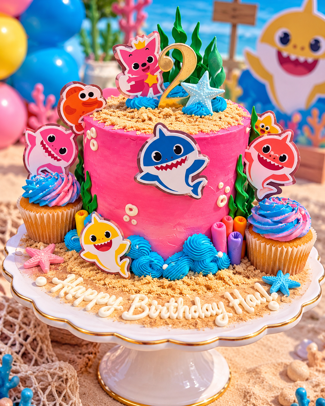 Baby Shark Character Cake - Moonlit Pantry Catering & Events