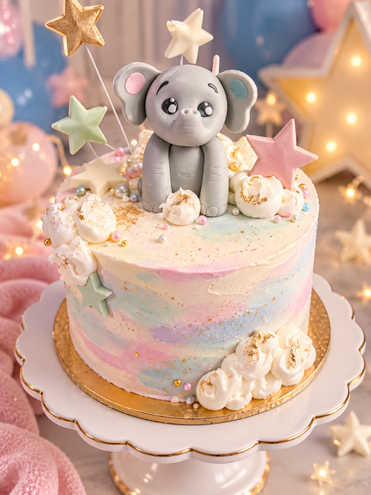 Gender Reveal Elephant Cake - Moonlit Pantry Catering & Events